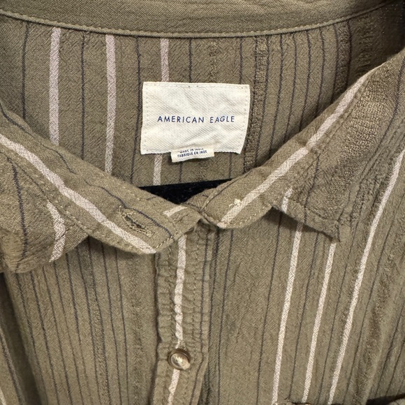American Eagle Outfitters Slightly Sheer Gauzy Striped Button Down Shirt XL EUC - Picture 5 of 8